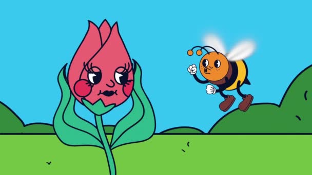 Bee Insect Kawaii Character Animation Video Animated — Wideo stockowe