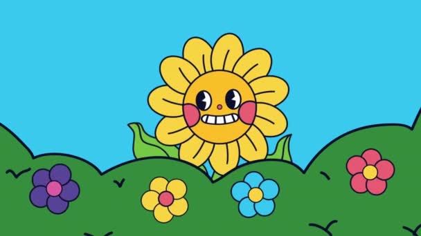 Flower Kawaii Comic Character Animation Video Animated — Vídeo de Stock