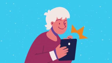young man using tablet animation ,4k video animated
