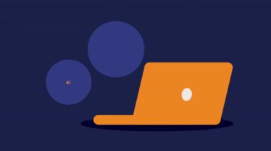 Dizüstü bilgisayar animasyonu ile istatistik bilgisi, 4k video animasyonu