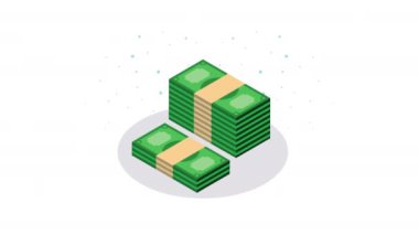 Faturalar para dolar finansal animasyon, 4k video animasyon