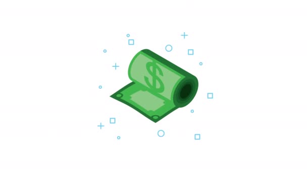 Білл Гроші Долар Фінансова Анімація Відео Анімовані — стокове відео