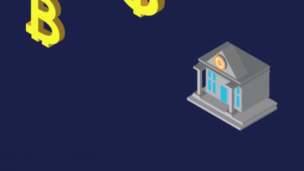 Bitcoin Crypto Currency Tech Animation Video Animated — Vídeo de stock