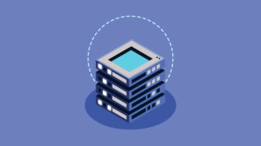 data center management isometric animation ,4k video animated