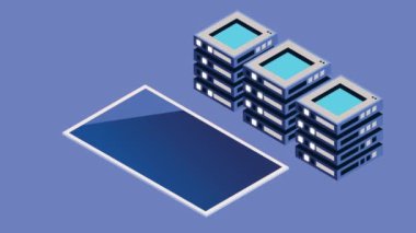 isometric smartphone device tech animation ,4k video animated