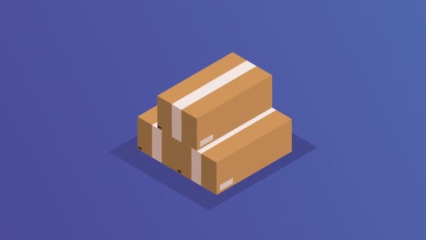 Pile Delivery Boxes Animation Video Animated — Stockvideo