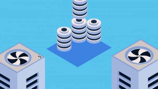 Ισομετρική Τεχνολογία Διαχείρισης Data Center Video Animated — Αρχείο Βίντεο