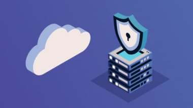 data center management isometric animation ,4k video animated