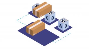 isometric smartphone device tech animation ,4k video animated