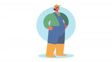 male farmer worker character animation ,4k video animated