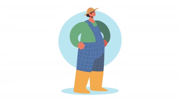 Αρσενικό Αγρότης Animation Χαρακτήρα Εργαζόμενος Βίντεο Κινούμενα — Αρχείο Βίντεο
