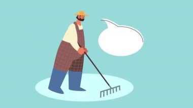 male farmer agrarian worker character animation ,4k video animated