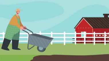 male farmer worker character animation ,4k video animated