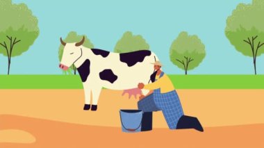 male farmer agrarian worker character animation ,4k video animated