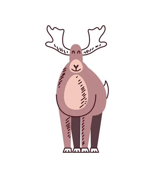Cute Moose Animal Icon Isolated — Vettoriale Stock