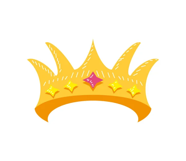 Gold Crown Jewelry Icon Isolated — Wektor stockowy