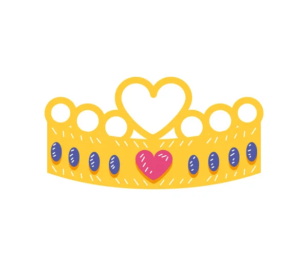 Queen Crown Heart Icon Isolated — Stock vektor