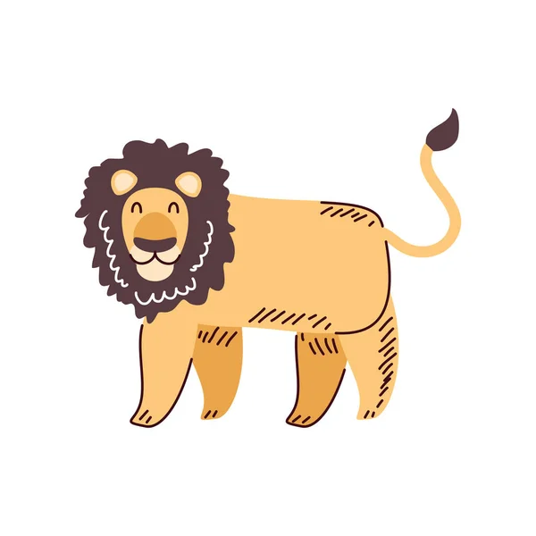 Милый Лев Животных Икона Изолированы — стоковый вектор