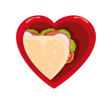 taco in heart dish icon isolated