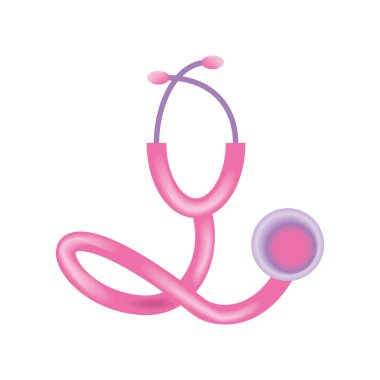 breast cancer pink stethoscope icon isolated