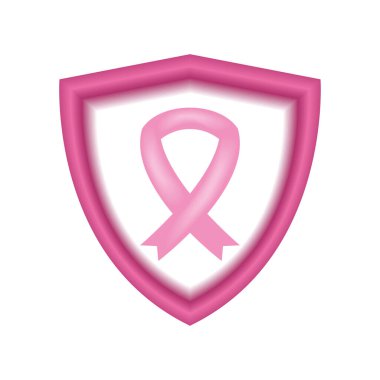 breast cancer ribbon in shield icon