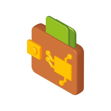fintech wallet with money icon isometric