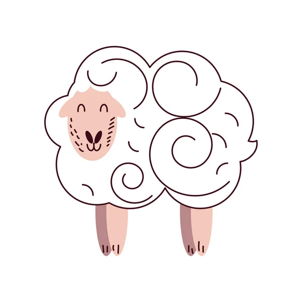 Cute Sheep Animal Icon Isolated — Stok Vektör