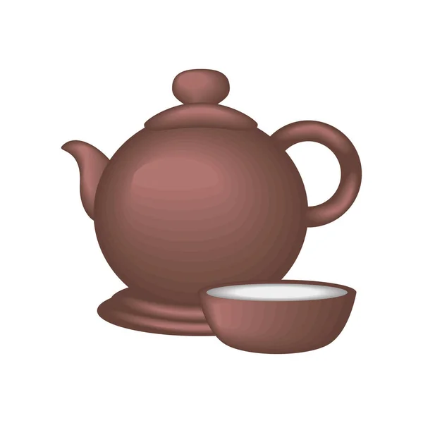 Teapot Cup Icon Isolated — Vetor de Stock