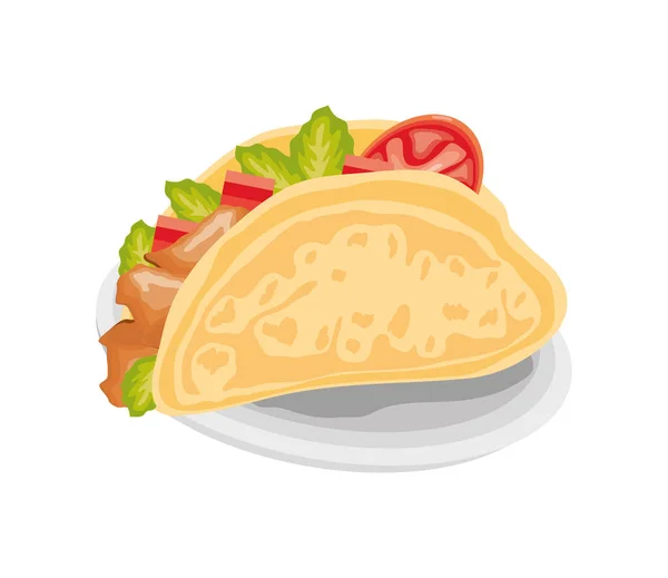Taco Food Plate Icon Isolated — Vetor de Stock