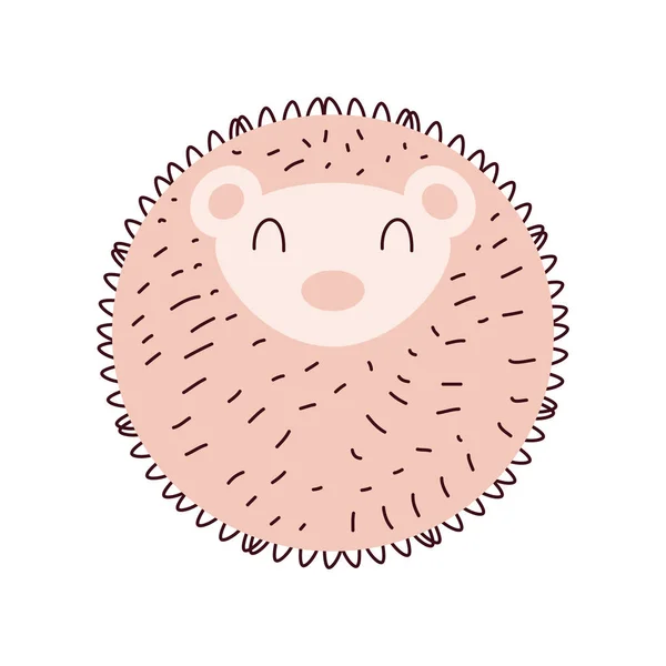 Cute Hedgehog Animal Icon Isolated — Stock Vector