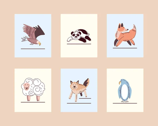 Набор Иконок Дизайна Животных — стоковый вектор