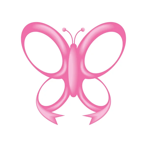 Breast Cancer Butterfly Pink Ribbon Icon — Stock vektor