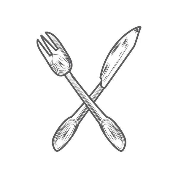 Knife Fork Cutlery Kitchen Utensil Icon — Stockvektor