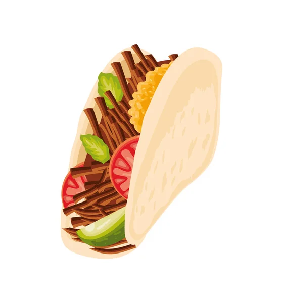 Taco Fresh Food Icon Isolated — Vector de stock