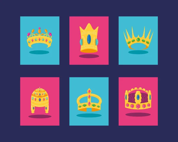 Set Crowns Luxury Vector Design — Stockvektor