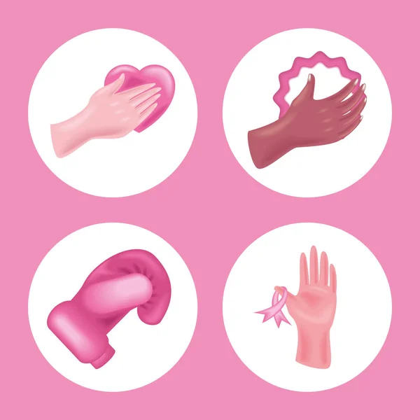Icons Breast Cancer Campaign Design — Stock Vector