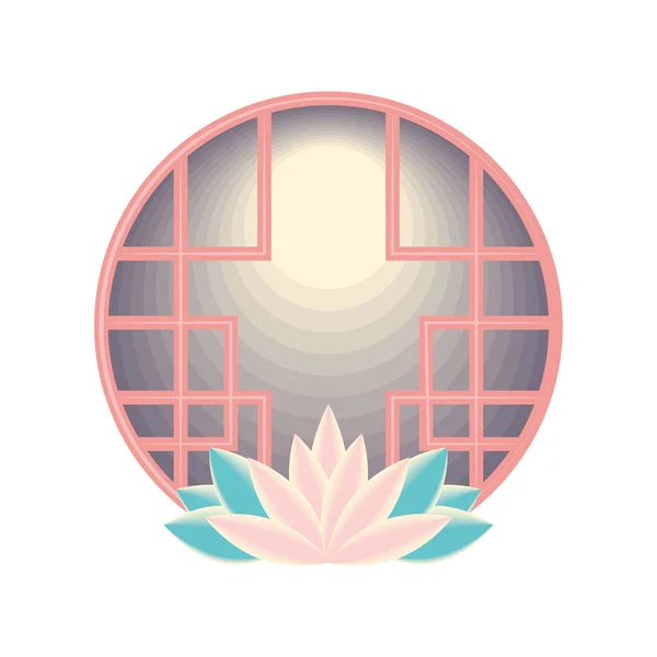 Lotus Frame Icon Isolated — Vector de stock