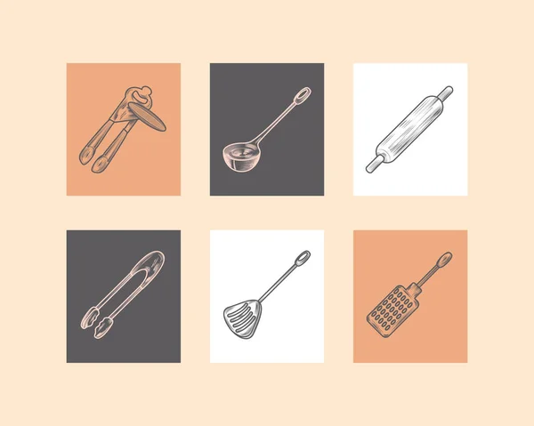 Set Kitchen Utensil Design — Stock Vector