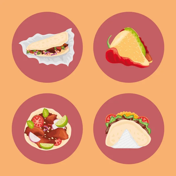 Icons Set Taco Day Menu — Stockový vektor