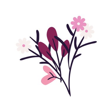 çiçek ve yapraklar izole edilmiş