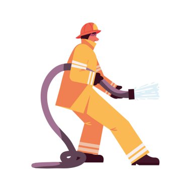 firefighter holds hose icon isolated