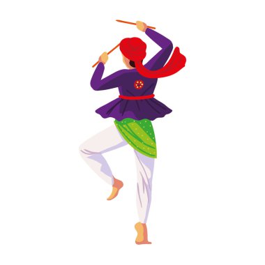 indian man dancing in costume traditional icon