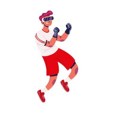 young with metaverse goggles icon