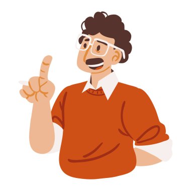 man with index raised icon isolated
