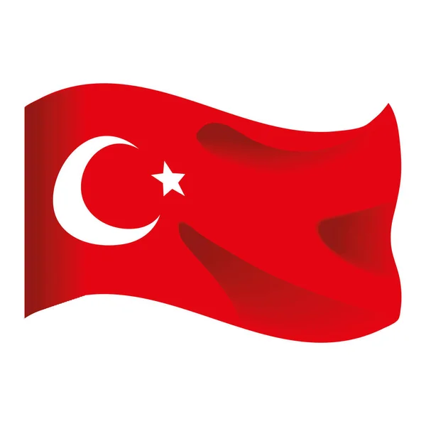Waving Flag Turkey Icon Isolated - Stok Vektor