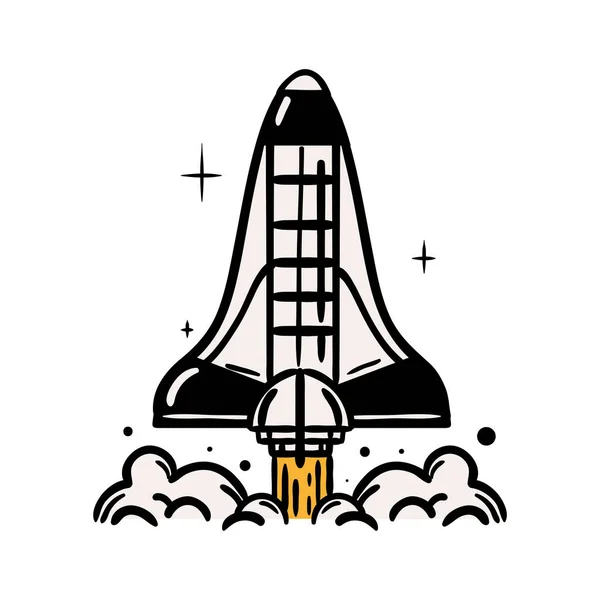 Ретро Икона Космического Корабля Космический Корабль — стоковый вектор