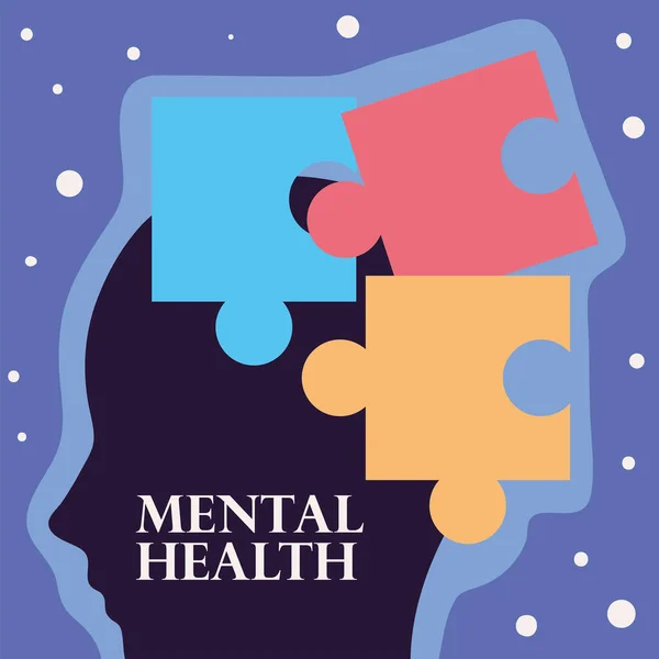 Mental Health Profile Puzzle Thoughts — ストックベクタ
