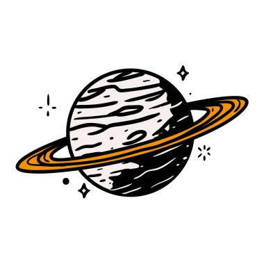 space planet retro icon style
