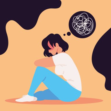 woman messy thoughts, mental health