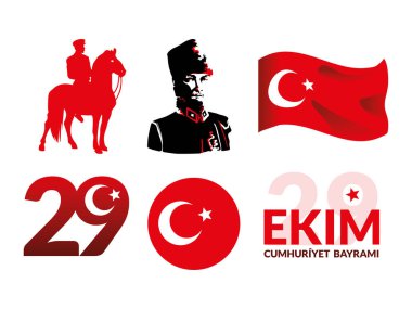 set of Ekim bayrami, flat style